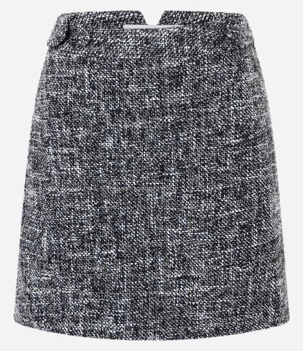 Saia Curta em Tweed com Botões Laterais - 1