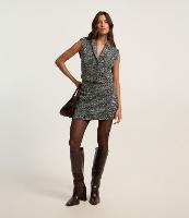 Saia Curta em Tweed com Botões Laterais - 2