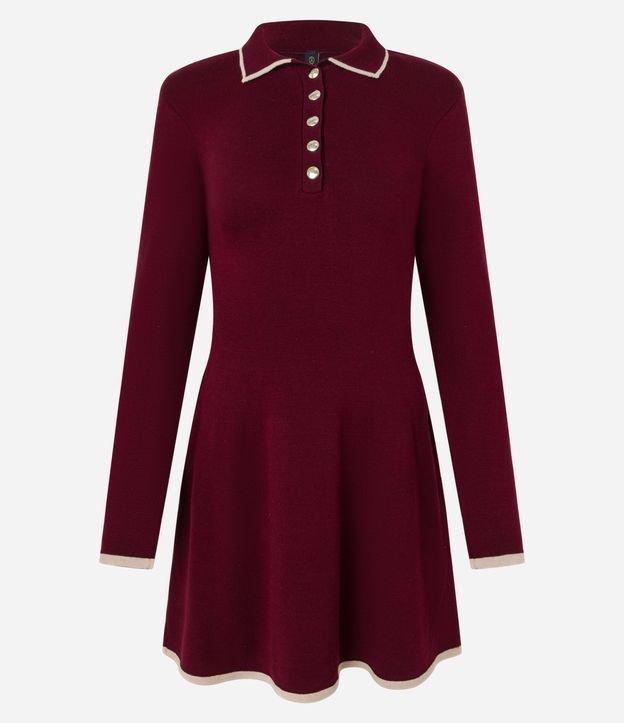 Vestido Curto em Tricô com Gola Polo - 1