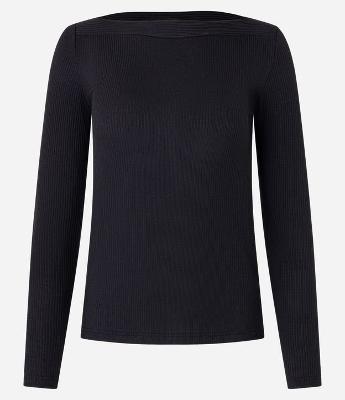 Blusa Canelada em RIbana com Decote Canoa