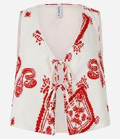 Blusa Cropped em Crepe com Amarração Frontal e Estampa Paisley - 1