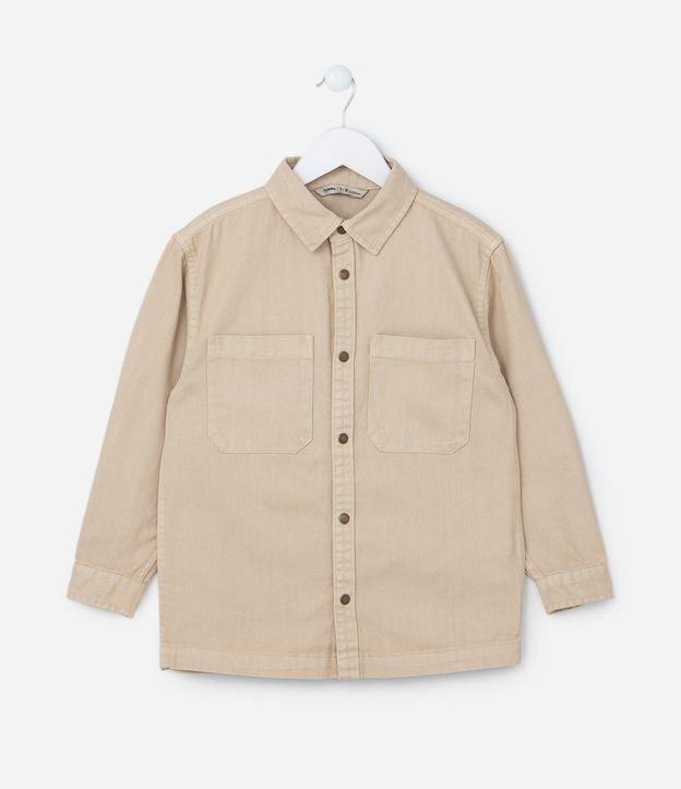 Camisa Overshirt Infantil em Sarja com Bolsos - Tam 5 a 14 Anos - 1