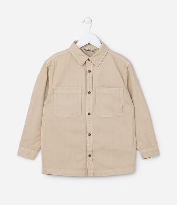 Camisa Overshirt Infantil em Sarja com Bolsos - Tam 5 a 14 Anos