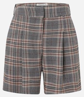 Short Alfaiatado com Pregas e Estampa Xadrez