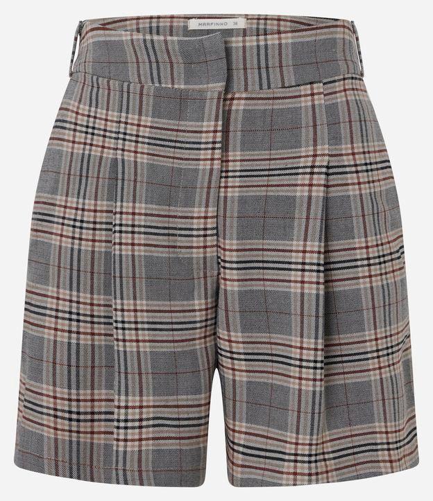 Short Alfaiatado com Pregas e Estampa Xadrez - 1