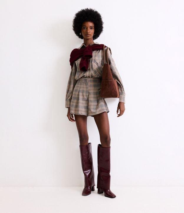 Short Alfaiatado com Pregas e Estampa Xadrez - 2