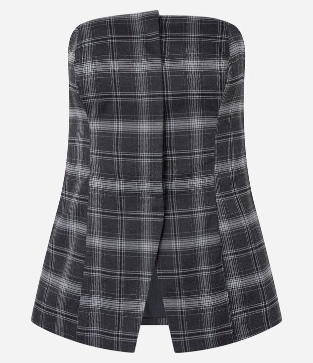Blusa Alongada em Alfaiataria Xadrez com Elástico nas Costas - 1