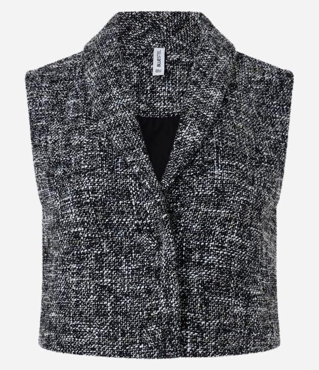Colete Cropped em Tweed com Lapela - 1