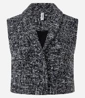 Colete Cropped em Tweed com Lapela - 1