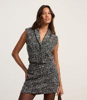 Colete Cropped em Tweed com Lapela - 2