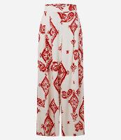 Calça Pantalona em Crepe com Pregas e Estampa Paisley - 1