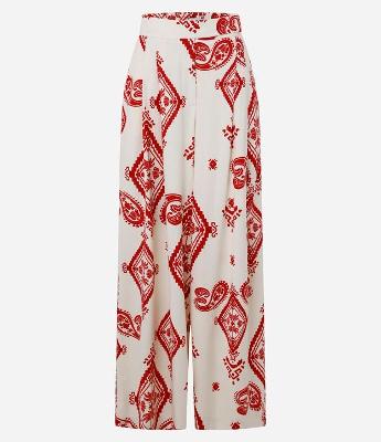 Calça Pantalona em Crepe com Pregas e Estampa Paisley