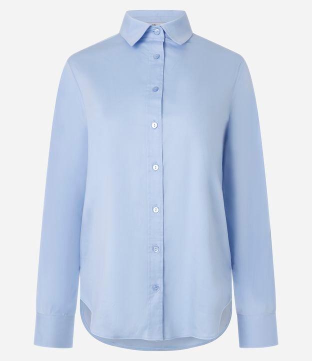 Camisa Básica em Tricoline com Botão no Punho Largo - 1