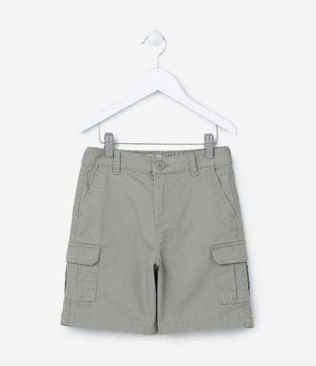 Bermuda Infantil em Sarja com Bolsos Cargo - Tam 5 a 14 Anos - 1