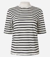 Camiseta em Algodão Listrada com Gola Alta - 1