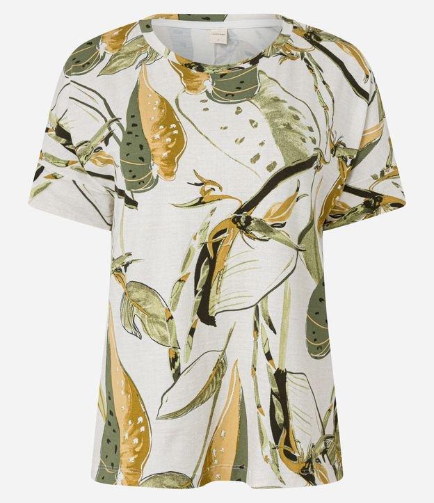 Blusa em Viscose com Recorte nas Costas e Estampa Folhagem - 1