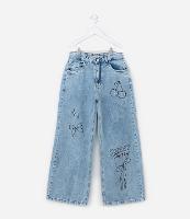 Calça Wide Leg Infantil com Estampa Laços e Cerejas - Tam 5 a 14 Anos - 1