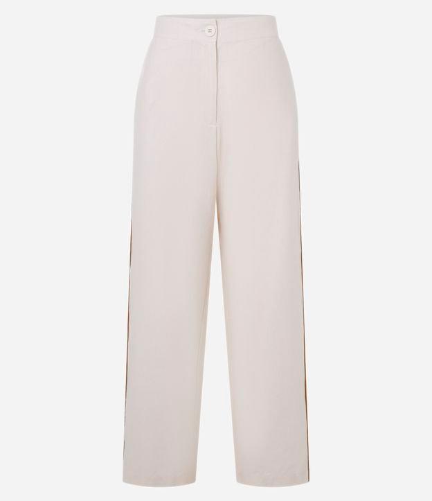 Calça Reta em Viscolinho com Pipping Contrastante na Lateral - 1