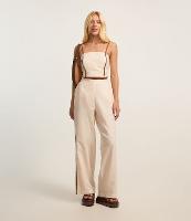 Calça Reta em Viscolinho com Pipping Contrastante na Lateral - 2