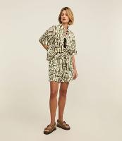 Short Runner em Viscolinho com Amarração e Estampa Gemométrica - 1