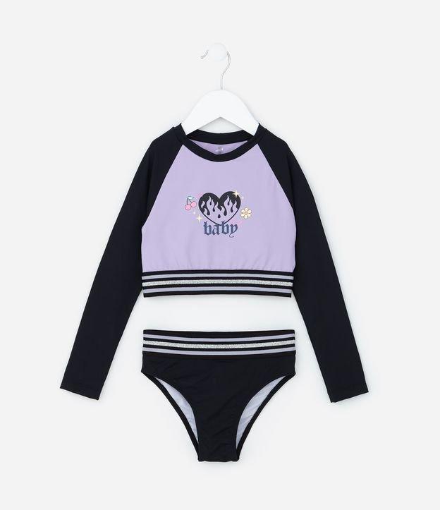 Biquíni Infantil com Elástico Brilhante e Proteção UV - Tam 5 a 14 Anos - 1