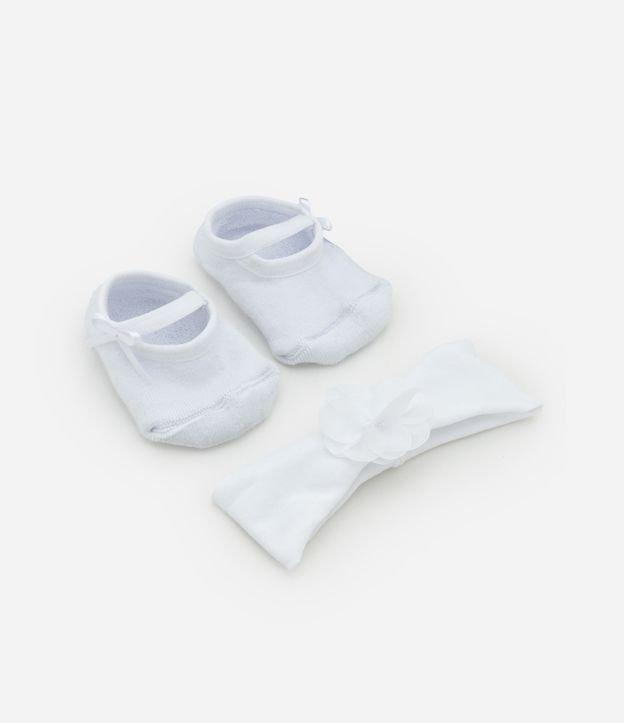 Meia Sapatilha Infantil com Laço e Faixa de Cabelo - Tam 0 a 12 meses - 1