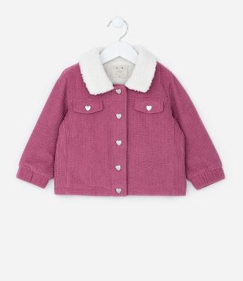 Jaqueta Infantil em Veludo com Gola com Pelinhos - Tam 1 a 5 Anos