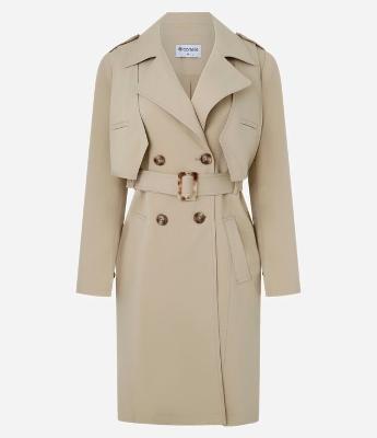 Casaco Trench Coat Gabardine com Botões Frontais e Cinto