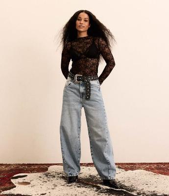 Calça Baggy em Jeans com Puídos Dirty