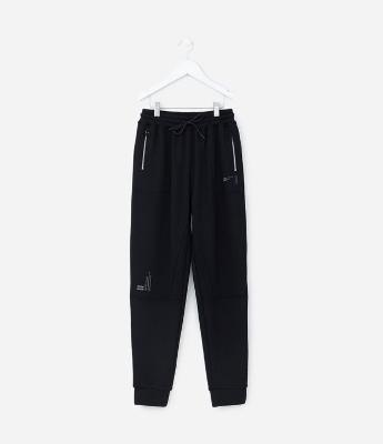 Calça Infantil em Moletom com Recortes e Zíper - Tam 5 a 14 Anos