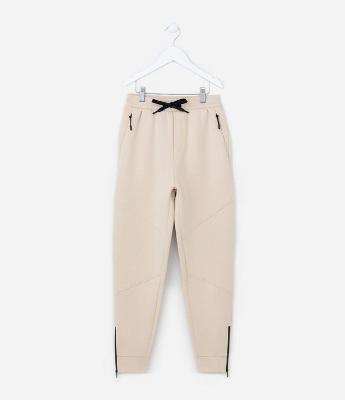 Calça Infantil com Recortes Zíper na Barra - Tam 5 a 14 Anos