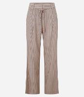 Calça Wide Leg em Viscolinho Listrado com Amarração - 1