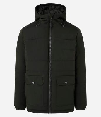 Jaqueta Puffer com Capuz e Bolsos Cargo
