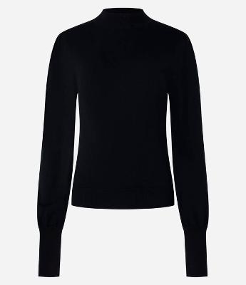 Suéter em Tricô com Gola Alta e Manga Bufante