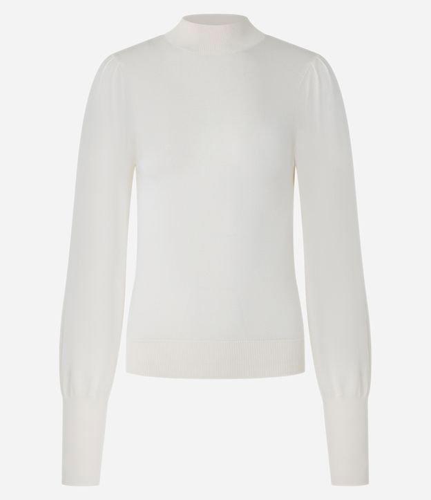 Suéter em Tricô com Gola Alta e Manga Bufante - 1