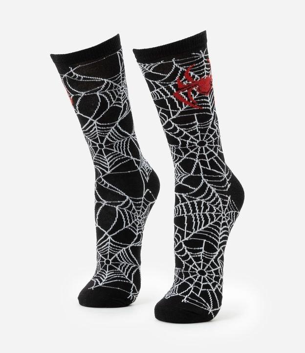 Meia Cano Alto em Algodão com Estampa Homem Aranha - 1