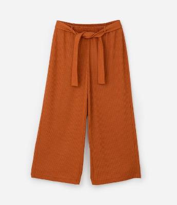 Calça Pantalona Canelada com Amarração Curve & Plus Size