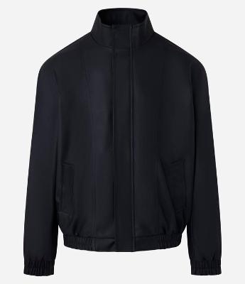 Jaqueta Bomber em Material Sintético com Gola Alta