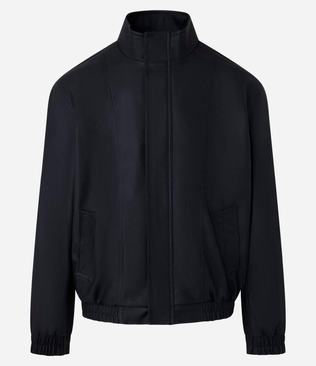 Jaqueta Bomber em Material Sintético com Gola Alta - 1