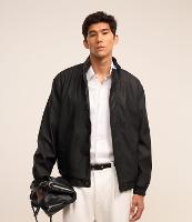 Jaqueta Bomber em Material Sintético com Gola Alta - 2