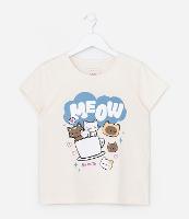 Camiseta Infantil com Estampa Gatinhos na Xícara - Tam 5 a 14 Anos - 1
