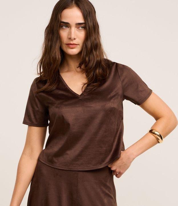 Blusa em Suede com Decote V - 2