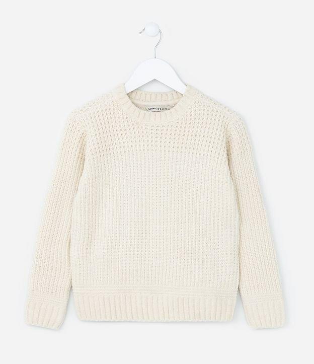 Suéter Infantil em Chenille Texturizado - Tam 5 a 14 Anos - 1