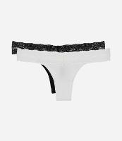 Kit 02 Calcinhas Biquíni Fio em Algodão com Renda no Cós - 1
