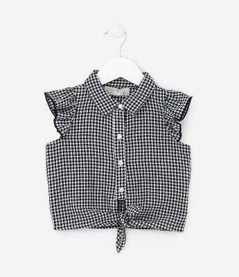 Camisa Infantil com Babadinho e Amarração - Tam 1 a 5 Anos