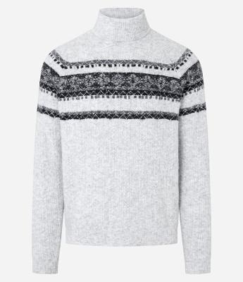 Sueter em Tricô com Textura Jacquard e Estampa Étnica