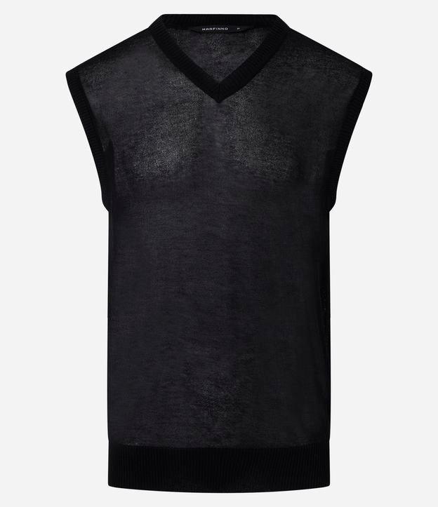 Colete em Tricô com Toque Leve e Gola em V - 1