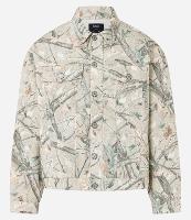 Jaqueta Trucker Boxy em Sarja com Estampa de Galhos de Arvore - 1