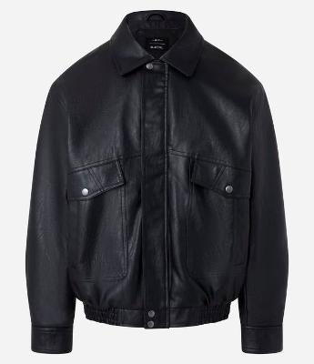 Jaqueta Boxy Vintage em Material Sintético