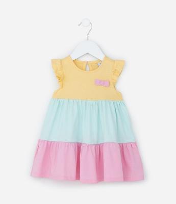 Vestido Infantil com Babados Maria e Lacinho - Tam 0 a 18 meses